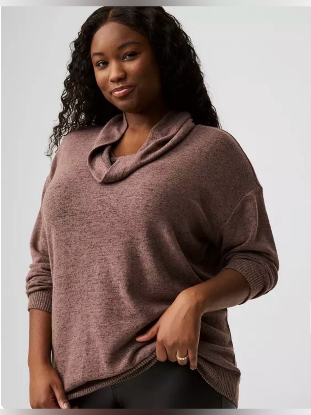 Torrid Super Soft Plush Dusty Mauve Cowl Neck Tunic